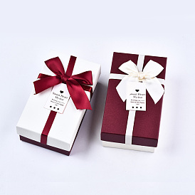 Картонные коробки ювелирных изделий, для ювелирной подарочной упаковки, прямоугольник с бантом