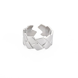 304 anillo de puño abierto ranurado de acero inoxidable para mujer