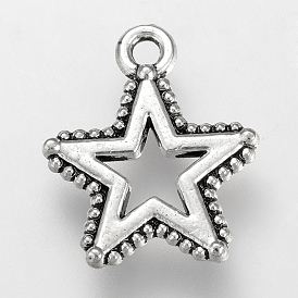 Abalorios de encantos de la aleación del estilo tibetano, sin plomo y cadmio, estrella