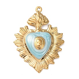 304 подвески из нержавеющей стали, с эмалью, чары священного сердца