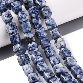Natural Blue Spot Jasper Beads Strands, Cuboid