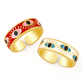 Gold Plated Evil Eye Drip Oil Ring for Women in Hip Hop Fashion