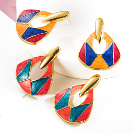 Alloy Enamel Stud Earring, Triangle