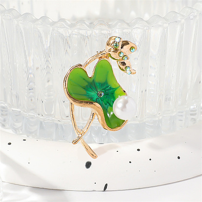 Броши из эмалевого сплава «лотос», с горный хрусталь и акриловые бусины