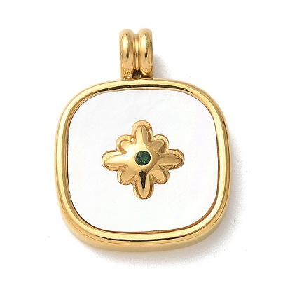 304 из нержавеющей стали горный хрусталь подвески, с паве-ракушкой, ионное покрытие (ip), квадрат со звездными подвесками