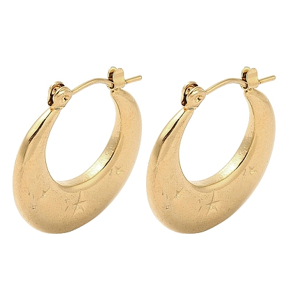 Croissant de lune avec étoile 201 boucles d'oreilles demi-créoles en acier inoxydable pour femmes, 304 avec tige en acier inoxydable