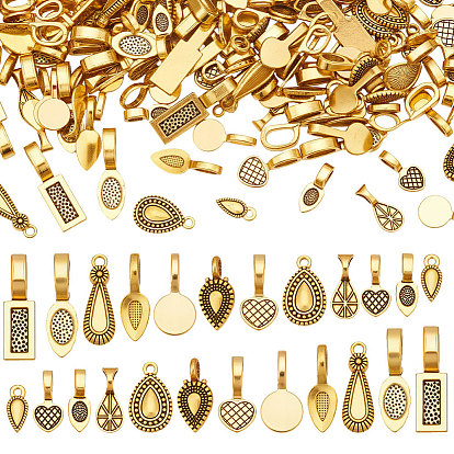 220Pcs 10 Styles Tibetan Style Alloy Charms