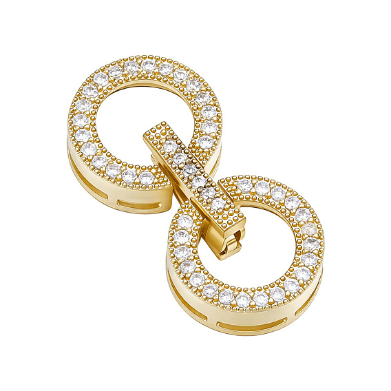 1Pc 925 Sterling Silver Fold Over Clasps, Ring, with Crystal Rhinestone, with 1Pc Polishing Cloth