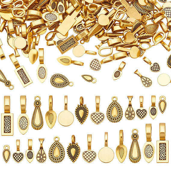 220Pcs 10 Styles Tibetan Style Alloy Charms