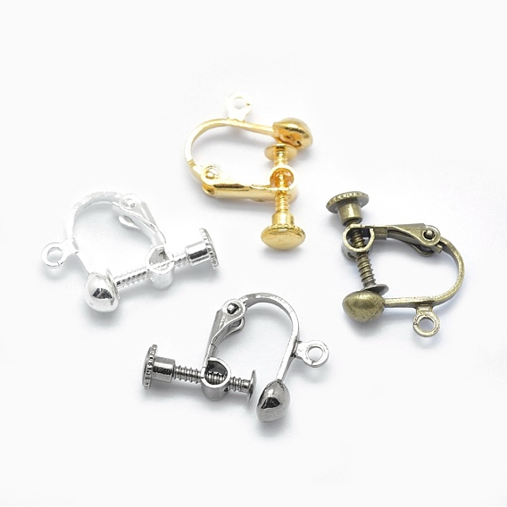 Brass Screw On Clip-on Earring Findings, Spiral Ear Clip, For Non-Pierced Ears Jewelry