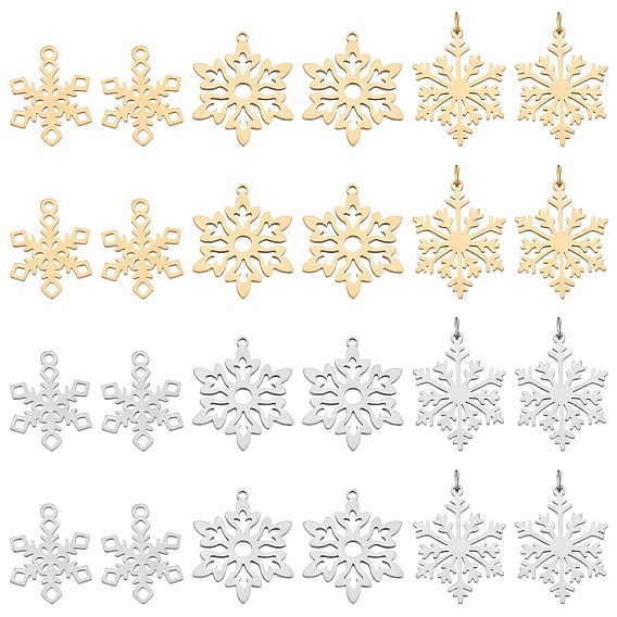 24 шт. 3 стиль 201 подвески-снежинки из нержавеющей стали