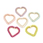 Baking Paint Pearlized Glass Pearl Round Pendants, with Brass Findings, Heart