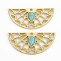 Rack Plating Alloy Pendants, with Resin, Cadmium Free & Lead Free, Fan