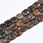 Natural Picasso Stone/Picasso Jasper Beads Strands, Flat Slice Square Beads