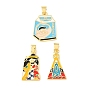 Brass Enamel Pendants, Rack Plating, Long-Lasting Plated, Cadmium Free & Lead Free, Real 18K Gold Plated