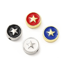 Laiton perles d'émail, plat et circulaire avec étoile