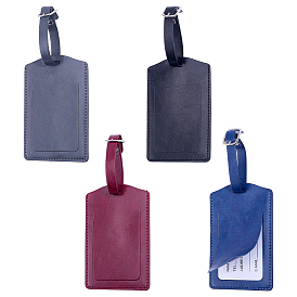 4шт. 4 цвета прямоугольная бирка для багажа из искусственной кожи, этикетки для путешествий, бирки с именами чемоданов