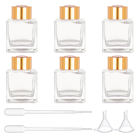 Glass Aromatherapy Subpackage Bottle, with Aluminium Oxide Cover & PP Plug, Square