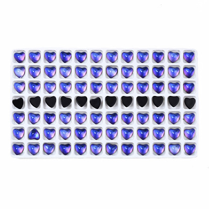 Translucent K9 Glass Cabochons, Flat Back, Heart