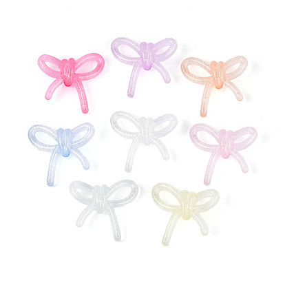 Светящиеся матовые прозрачные акриловые бусины, бантом, с блеском порошок, светится в темноте