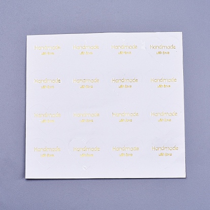 Valentine's Day Sealing Stickers, Label Paster Picture Stickers, for Gift Packaging, Heart with Word Handmade with Love