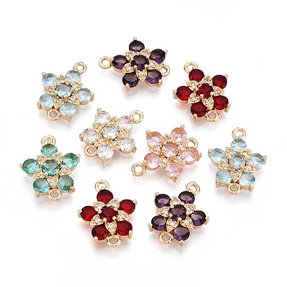 Подвески-цветочки с латунным паве из кубического циркония, долговечный, золотые