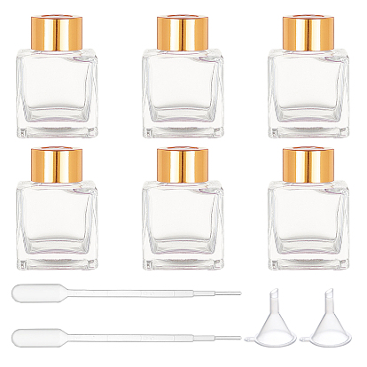 Glass Aromatherapy Subpackage Bottle, with Aluminium Oxide Cover & PP Plug, Square