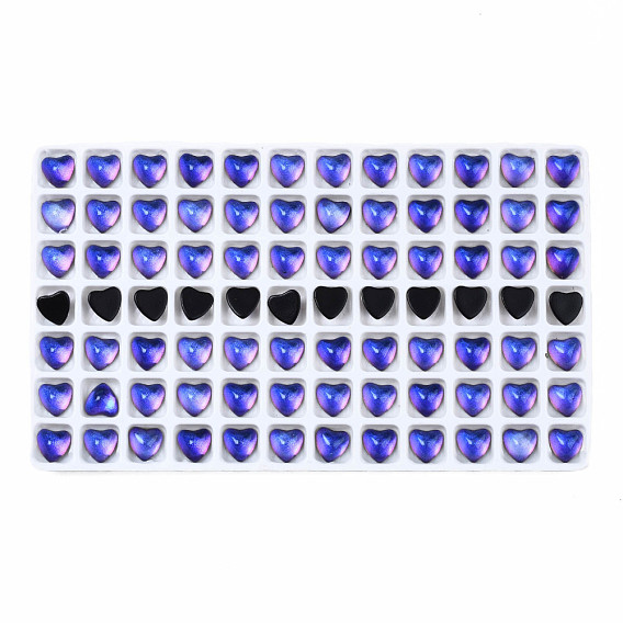 Translucent K9 Glass Cabochons, Flat Back, Heart