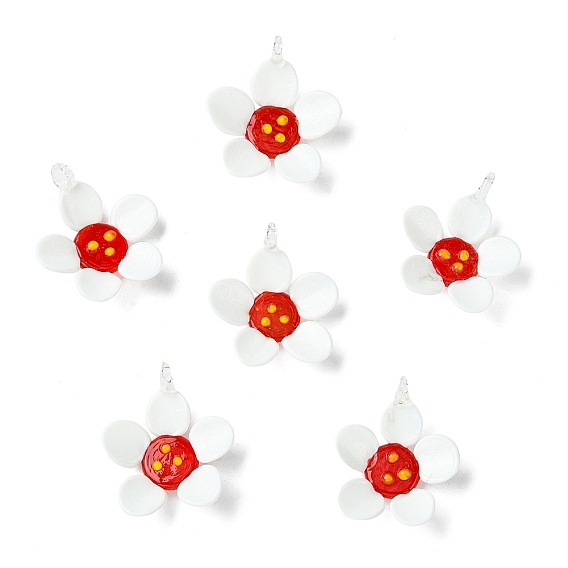 3 кулоны лэмпворк ручной работы, цветок