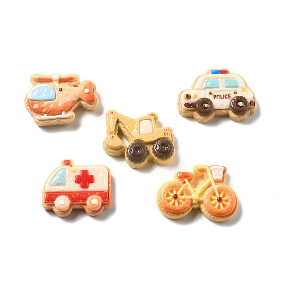 Кабошоны из непрозрачной смолы на тему транспорта