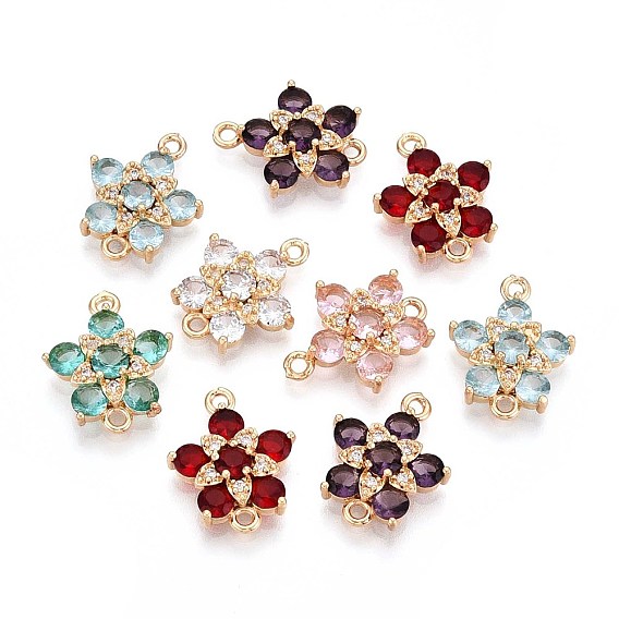 Подвески-цветочки с латунным паве из кубического циркония, долговечный, золотые