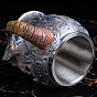 Halloween Stainless Steel Skull Mug, Resin Goat Horn Skeleton Viking Beer Cup, for Home Decorations Birthday Gift