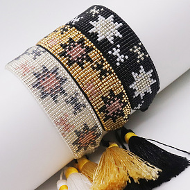 Chic Miyuki Snowflake Beaded Tassel Bracelet for Women Handmade Fashion Jewelry
