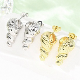 Латунные серьги-гвоздики в виде раковины, без кадмия и без свинца, стойки покрытие, долговечный