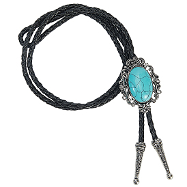 Ожерелье-лариата из натурального и синтетического камня с искусственными камнями и искусственными кожаными камнями., галстук-боло из цинкового сплава