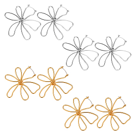 4пары 2 серьги-кольца из сплава с цветочным узором для женщин