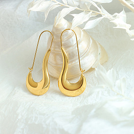 Boucles d'oreilles géométriques minimalistes en acier titane pour femme, bijoux en métal chic au design unique