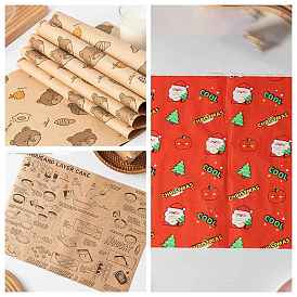 Greaseproof Paper, for Homemade Food Packaging, Rectangle with Bear/Christmas Theme/Recipe Pattern