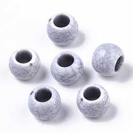Crackle Opaque Acrylic Beads, Imitation Turquoise Gemstone, Rondelle