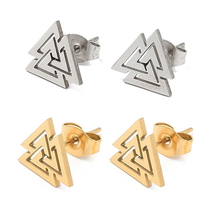 304 из нержавеющей стали серьги, наложенный треугольник