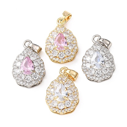 Латунные микро проложить кубического циркония подвески, слезинки, золотые / платиновые