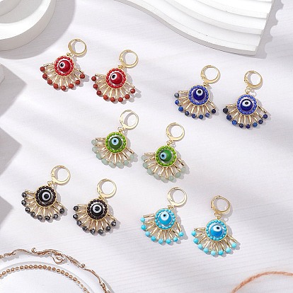 Серьги ручной работы сглаза лэмпворк лебербек, со стеклянными бисеринами, золотые