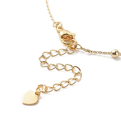 Brass Cable Chains Anklets, with 304 Stainless Steel Heart Charms and Brass Teardrop Pendants