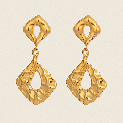 304 серьги-гвоздики с подвесками в виде ромба из нержавеющей стали с подвеской-складкой