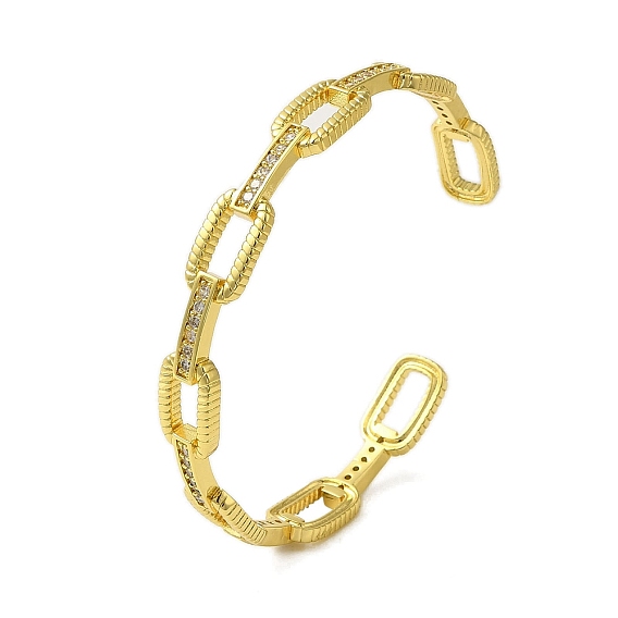 Овальные браслеты-манжеты из кубического циркония, латунные браслеты с покрытием для женщин, без кадмия и без свинца, долговечный