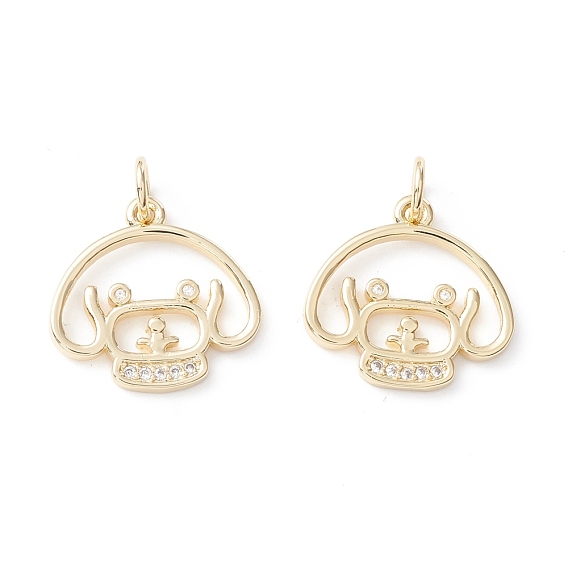 Латунные микропаве прозрачные подвески с фианитом, долговечный, без кадмия и без свинца, собака