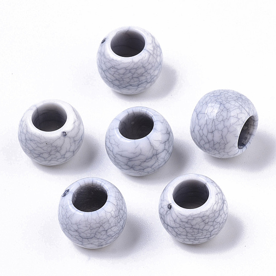 Crackle Opaque Acrylic Beads, Imitation Turquoise Gemstone, Rondelle