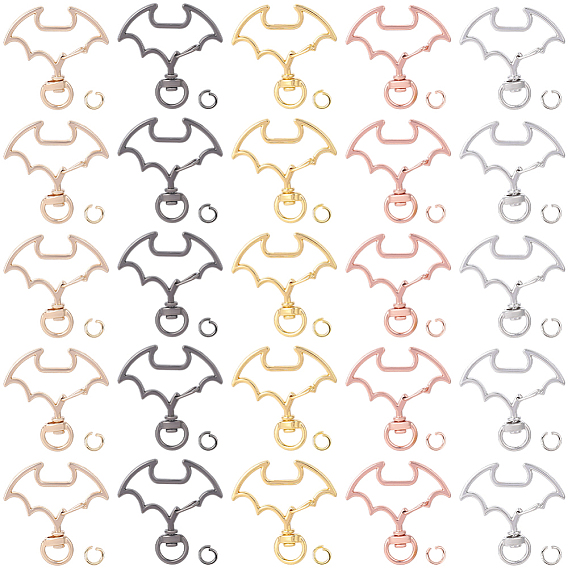 30 наборы 5 цвета сплава поворотные застежки, летучая мышь