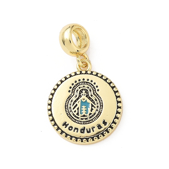 Латунь черная эмаль плоская круглая с подвесками в гондурасском стиле, Подвески с большими отверстиями, без свинца и без кадмия, долговечный, стойки покрытие