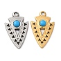 Ion Plating(IP) 304 Stainless Steel Pendants, Dart Charms, with Synthetic Turquoise